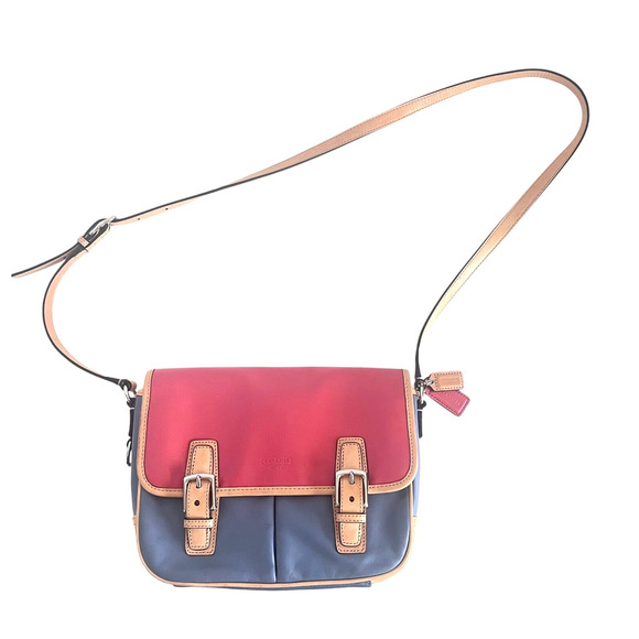 Coach Handbag Park F23383 Bag Red/Blue Colorblock Crossbody Leather - Picture 1 of 11